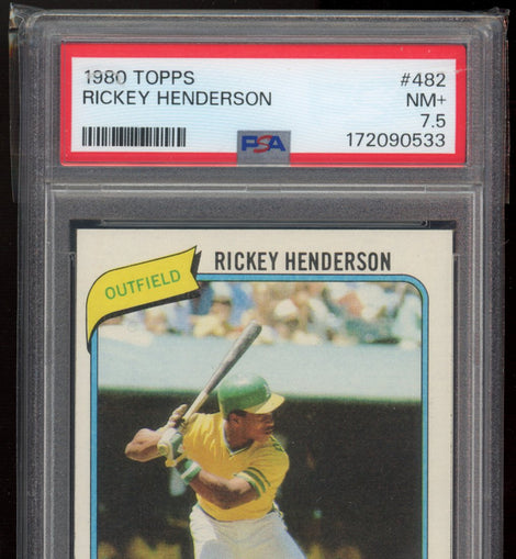 1980 Topps Rickey Henderson #482 Rookie PSA 7.5 NM+ Oakland Athletics