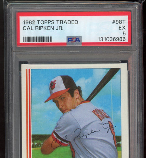1982 Topps Traded Cal Ripken Jr. #98T rookie card Baltimore Orioles professionally graded PSA 5 EX baseball card.