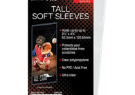 Ultra PRO Tall Card Sleeves 100 Count for protecting tall-format sports trading cards, promotional cards, specialty inserts, and oversized trading card collectibles.