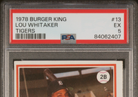 1978 Burger King Tigers Lou Whitaker #13 Tigers PSA 5