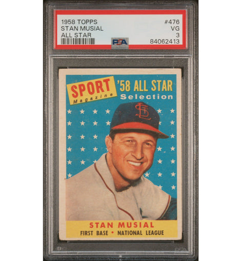 1958 Topps Stan Musial #476 All Star Psa 3